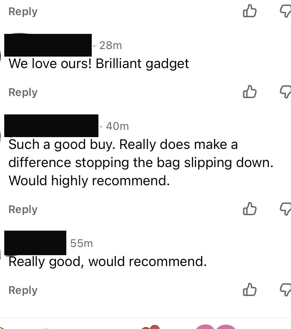 Screenshot of buyer comments about Caddy Grip